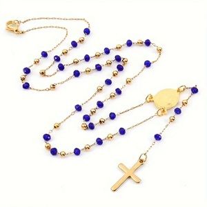 Catholic Cross Charm Beaded Rosary Necklace for Men, Women or Children.